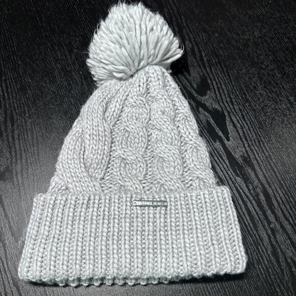 Michael Kors Beanie - Cable Knit Hat w/ Pom-Pom - Gray - Picture 1 of 6
